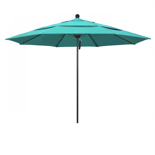 California Umbrella 11' Black Aluminum Market Patio Umbrella, Sunbrella Aruba 194061333327 - main